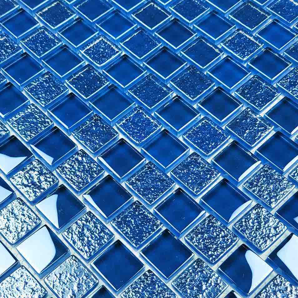 Glass Mosaic Tile Sheen Blue 1x1