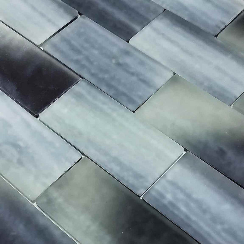 Glass Subway Tile Frosted Night 2x4 for swimming pool and spas