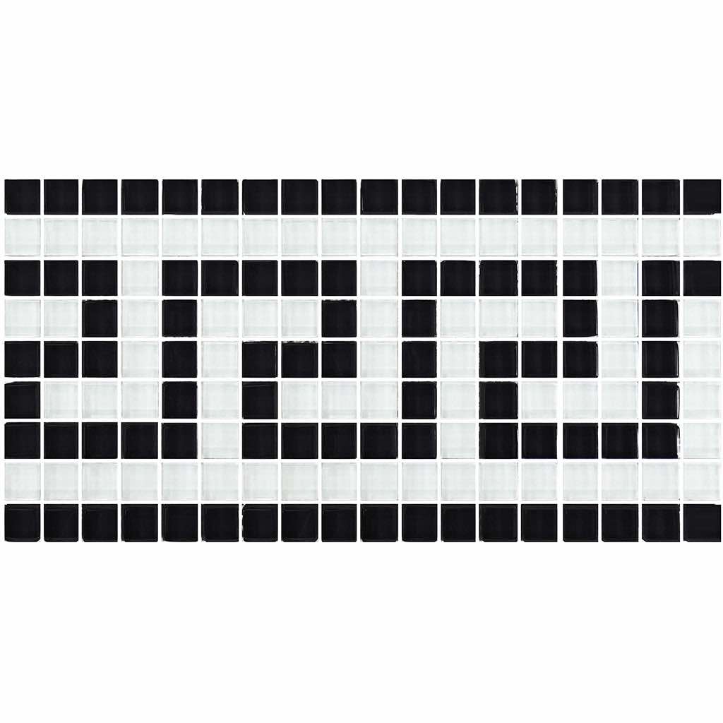 Pool Waterline Glass Tile Black and White 5/8x5/8 for pool waterline and spas