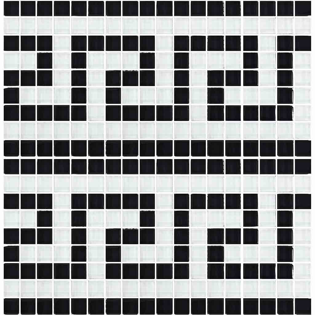 Pool Waterline Glass Tile Black and White 5/8x5/8 for saltwater pool waterline and spas