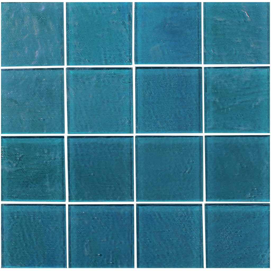 Iridescent Glass Tile Veranda Turquoise 3x3 for swimming pool and spas