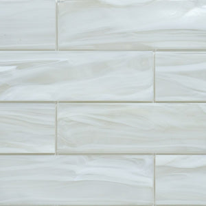 Liquified Glass Subway Tile Cloud 3x12 for backsplash and bathrooms.