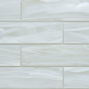 Liquified Glass Subway Tile Cloud Matte 3x12 for backsplash and bathrooms