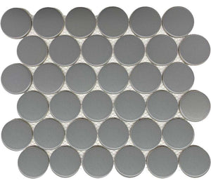 Matte Porcelain Mosaic Tile Rounded Grey 2'' for floors and walls