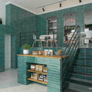 Persia Emerald Subway Wall Tile 2.5x16 featured on a restaurant