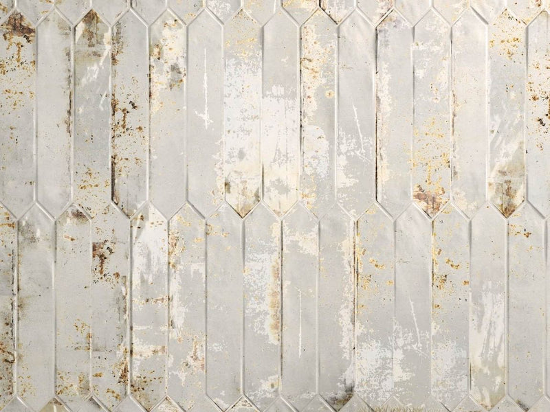 Vintage Distressed Picket Tile Rust 2x10 installed on a wall