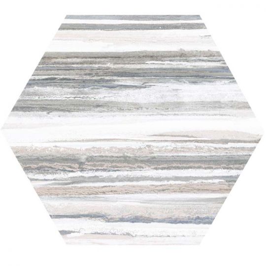 Studio Hexagon Swirl Grey Porcelain Tile 9x10 for bathroom and shower
