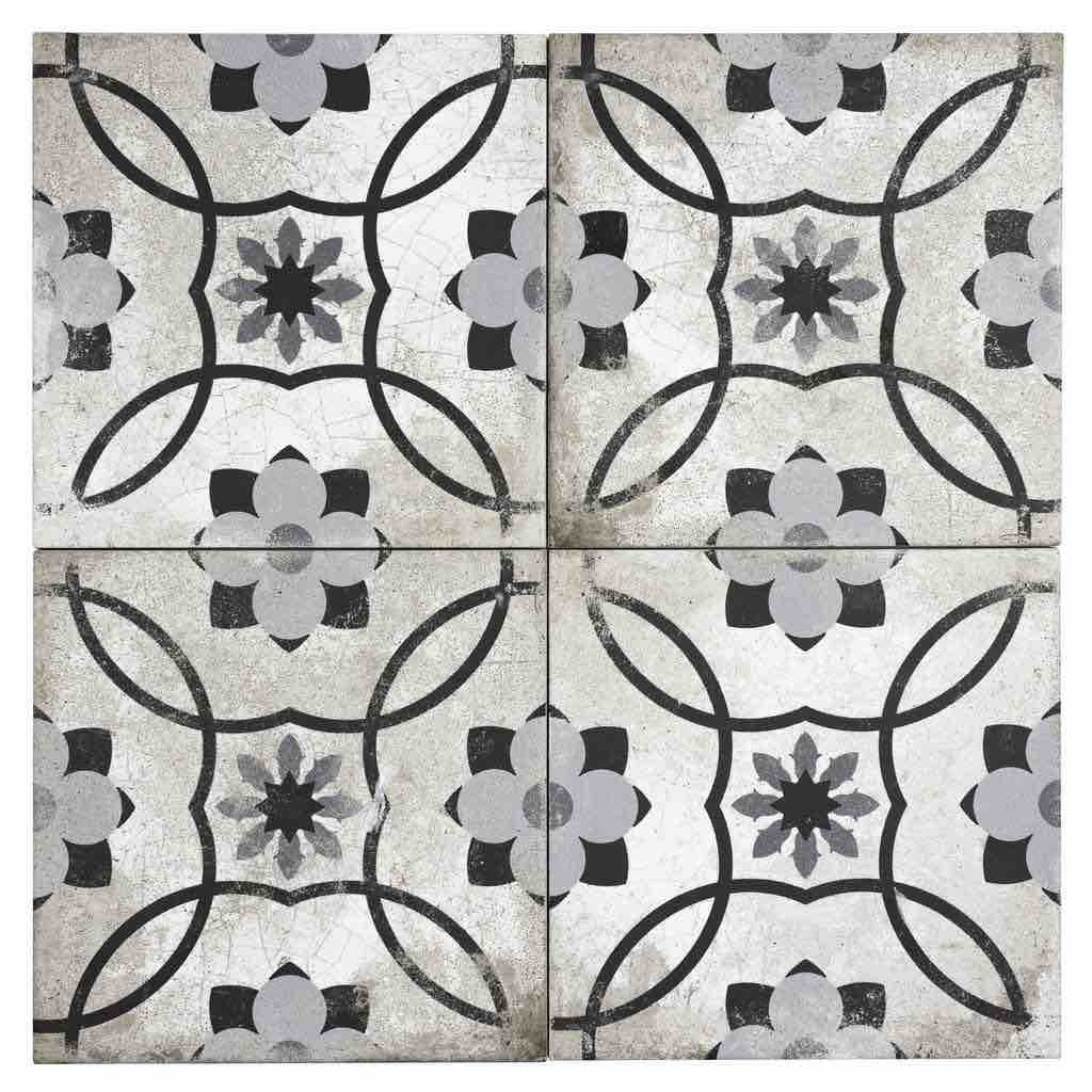 Vintage Patterned Tile Monarch Gray 9x9