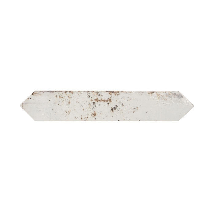 Close-up view of Vintage Distressed Picket Tile in Iron, 2x10 size, with matte finish and handcrafted texture.