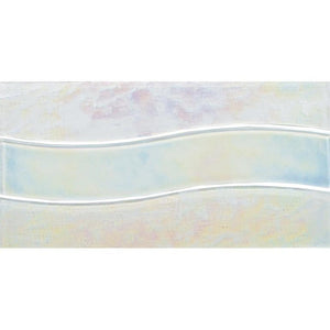 Wave Glass Pool Waterline Tile White 6x12 for the pool, spa, bathroom, and showe