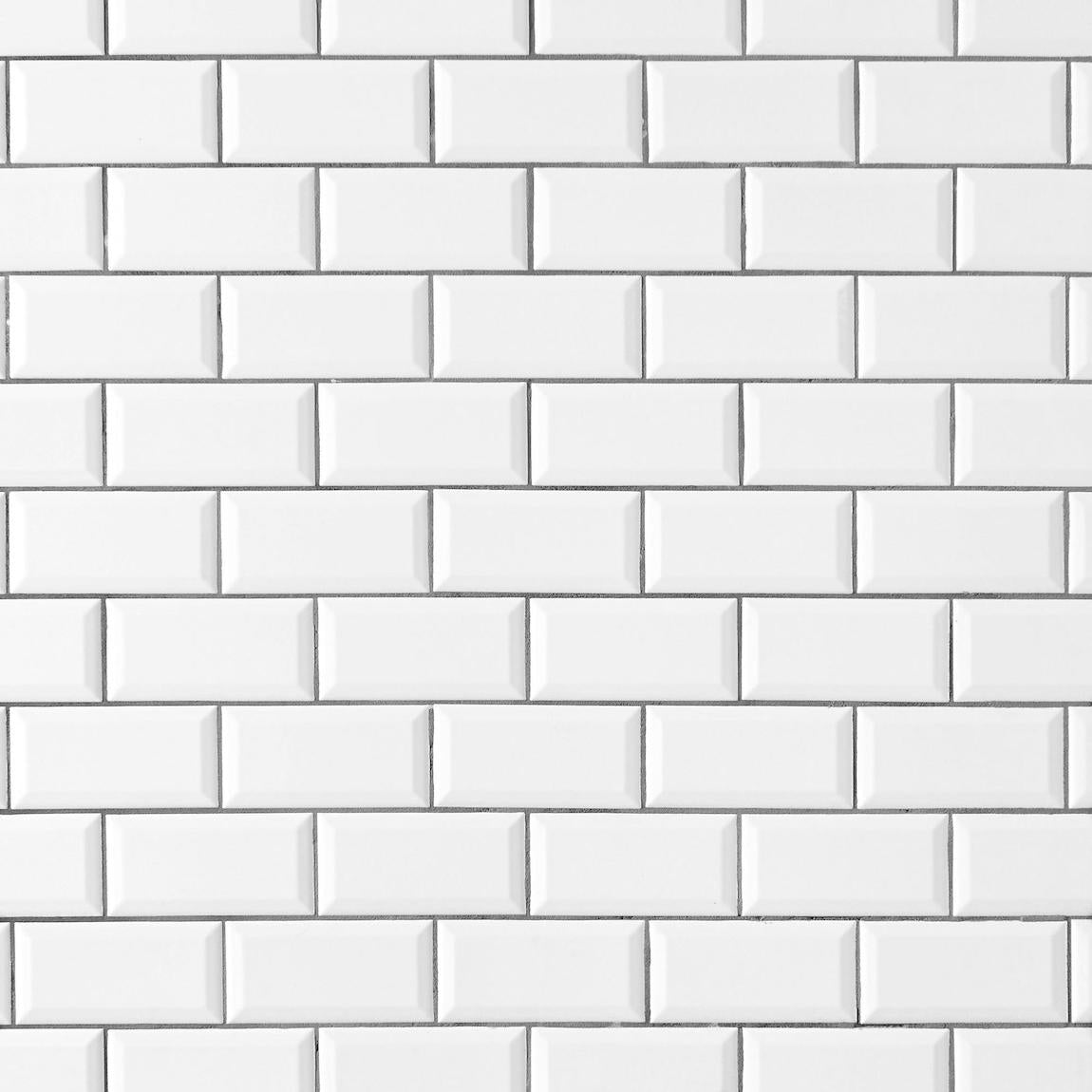 White Subway Porcelain Tile 2x4 Beveled Glossy for kitchen backsplash, bathroom, and shower.