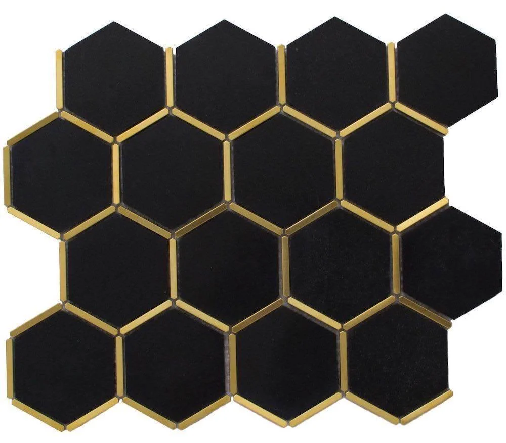 Does the Inlay Brass Gold Hexagon Black Tile come in a larger size?