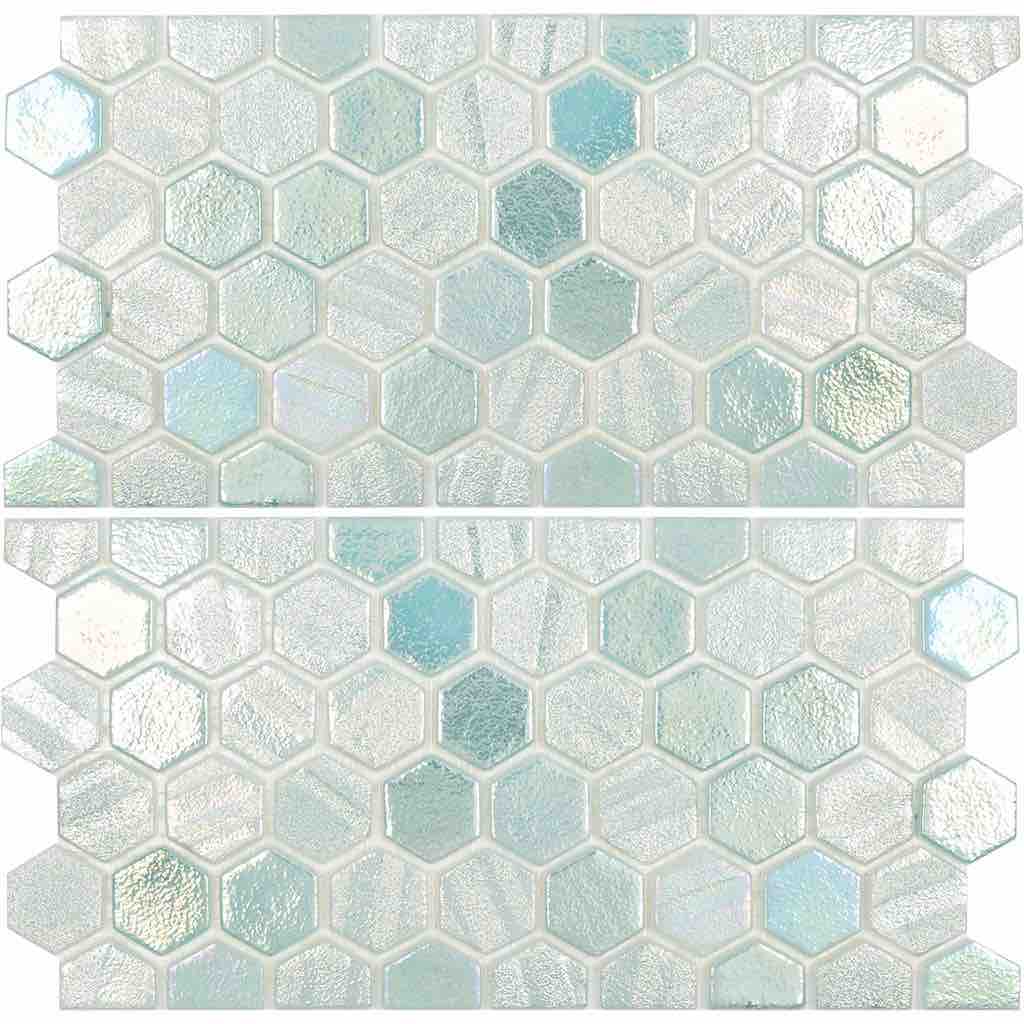 Recycled Hex Iridescent Glass Tile Aqua (Two 6" X 12" Pieces) Questions & Answers