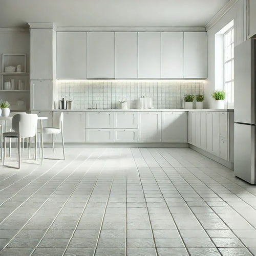 white kitchen floor tiles