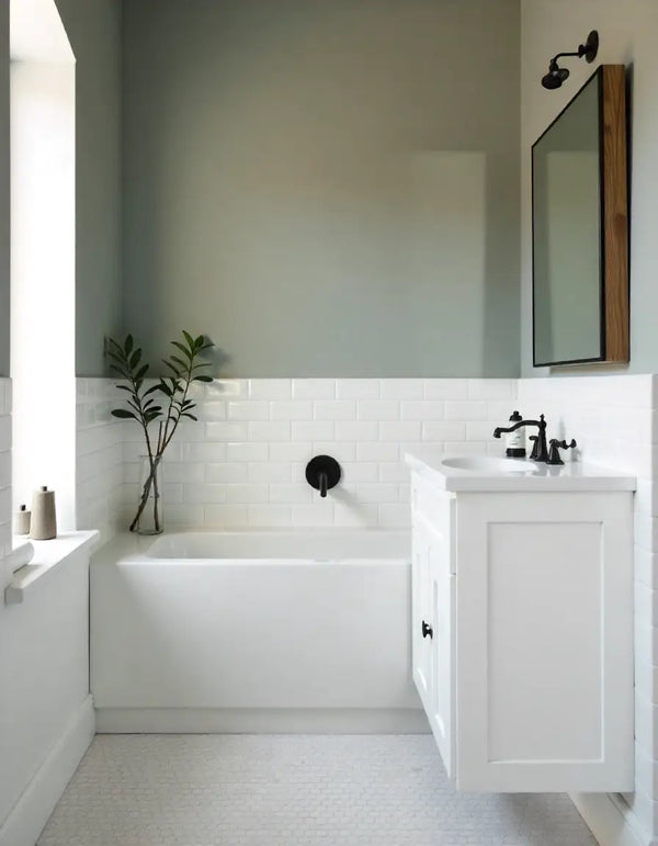 Bullnose subway tiles finish a clean backsplash, demonstrating versatile use in kitchens and bathrooms.