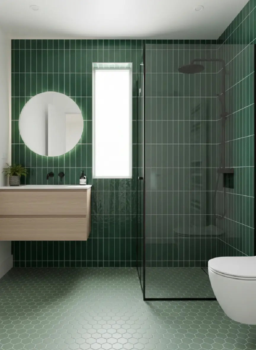 10 Green Tile Bathroom Ideas for Small Spaces, image size:864x1184