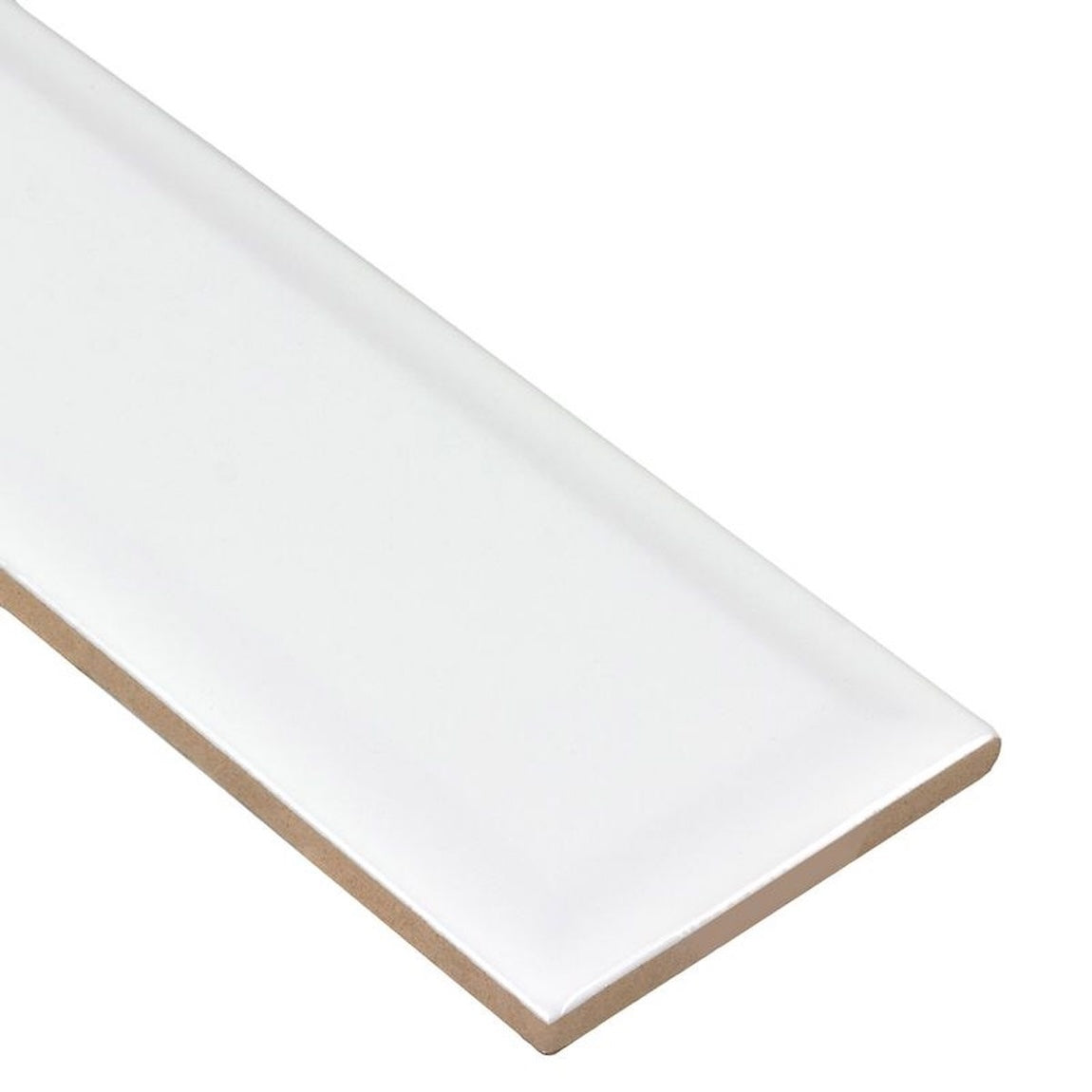Subway Ceramic Tile White Glossy Beveled 3x9 in angle
