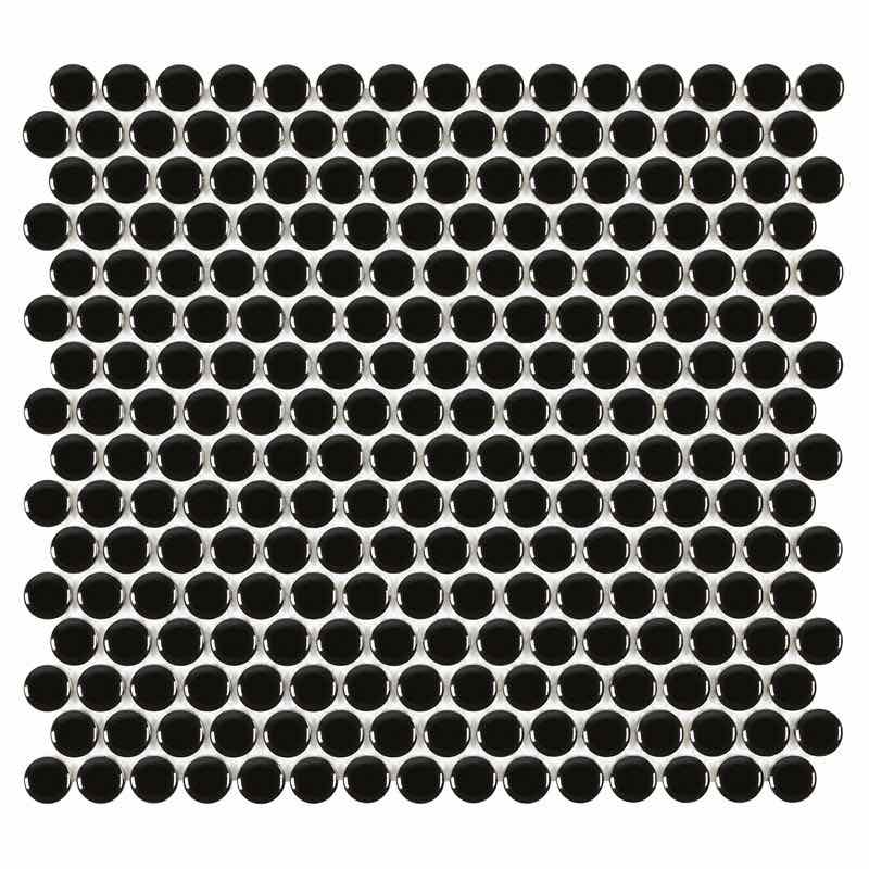 Urbana Penny Black Glossy Porcelain Mosaic Tile