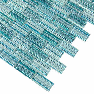 Glass Pool Mosaic Tile Hobe Sound 1x2 for swimming pool waterline, spa, water feature, kitchen backsplash, bathroom, and shower walls.