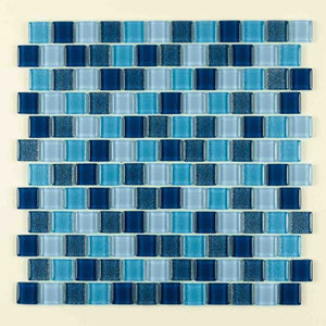 Glass Pool Mosaic Tile Jupiter Island 1x1 for swimming pool waterline, spa, water feature, kitchen backsplash, bathroom, and shower walls.