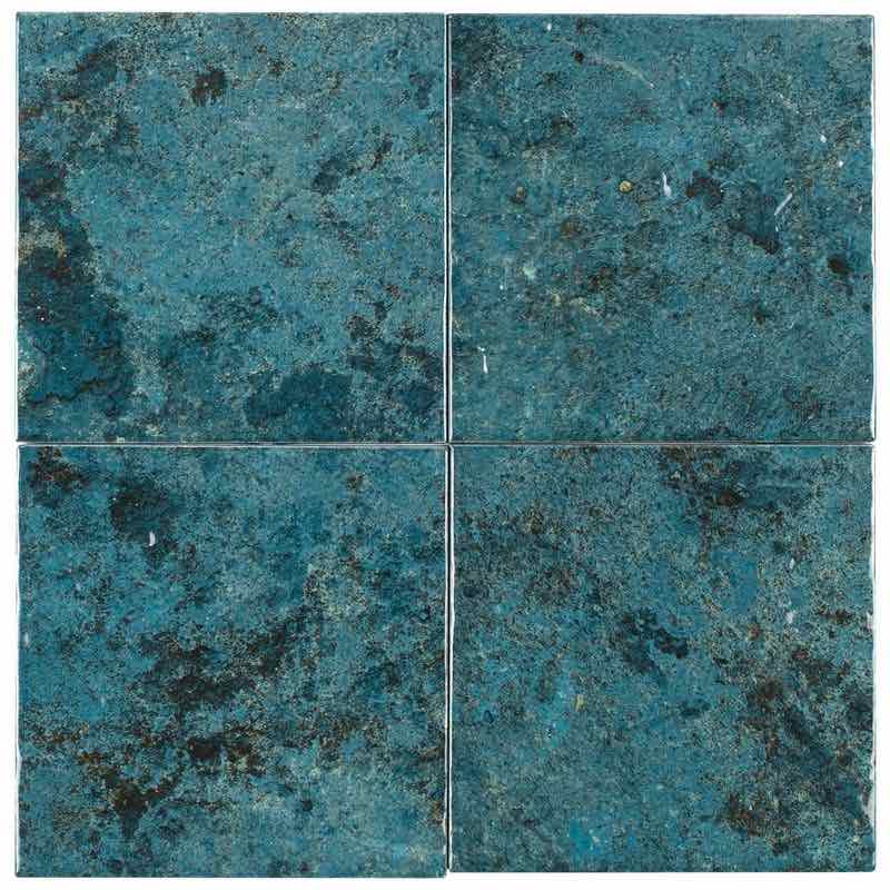 Turquoise Waves Porcelain Pool Tile 6x6 for spas