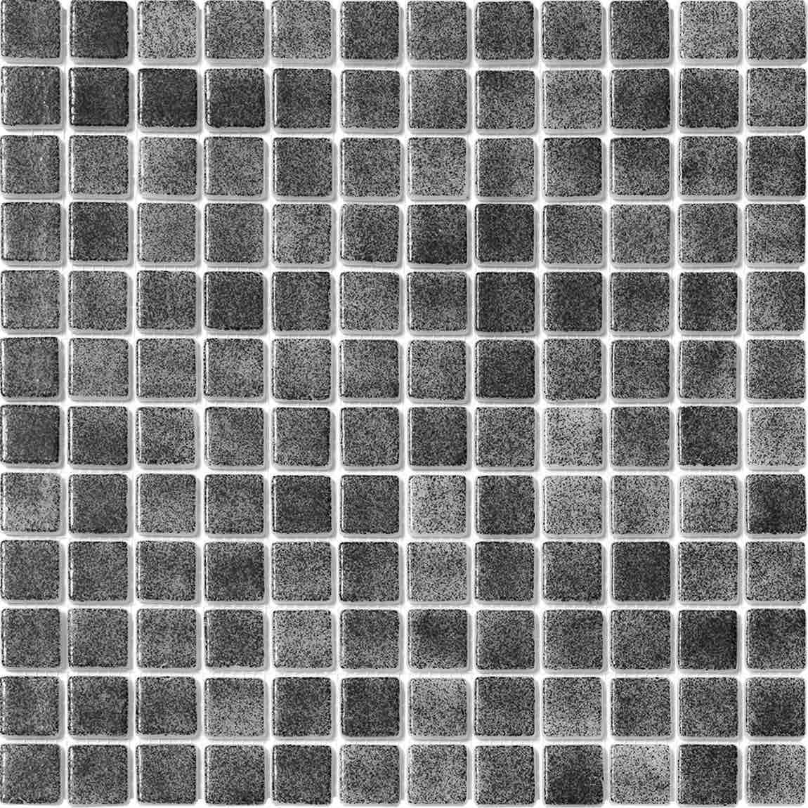 Recycled Glass Tile Fog Black 1x1