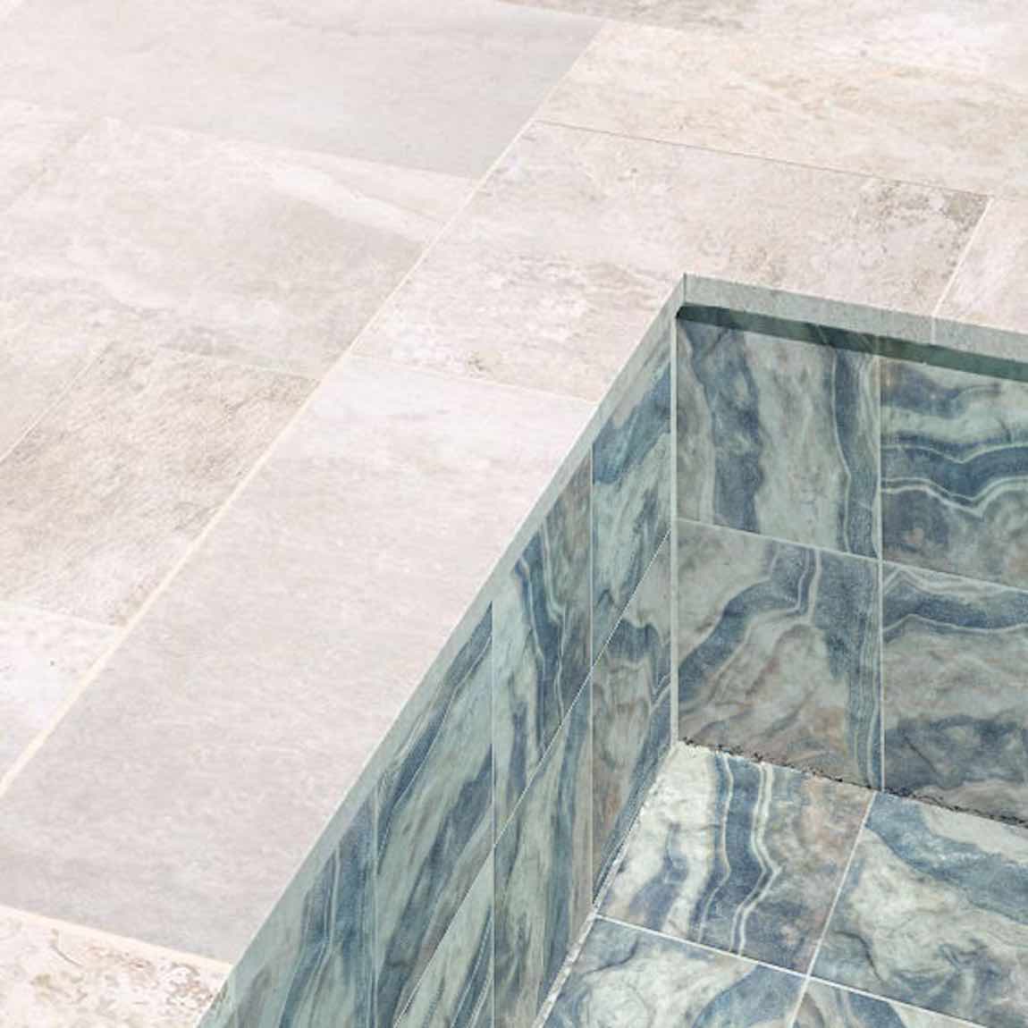 Porcelain Pool Tile Limestone Blue 6x6
