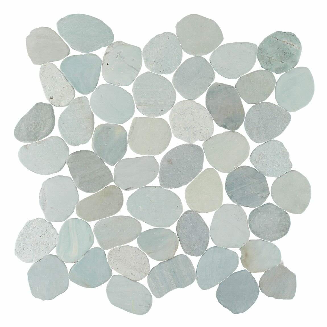 Sliced Green Pebble Stone Mosaic Tile