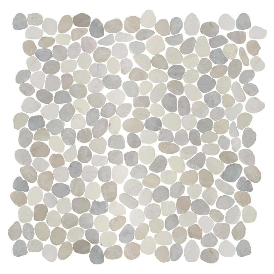 Sliced Tan Blend Pebble Stone Mosaic Tile