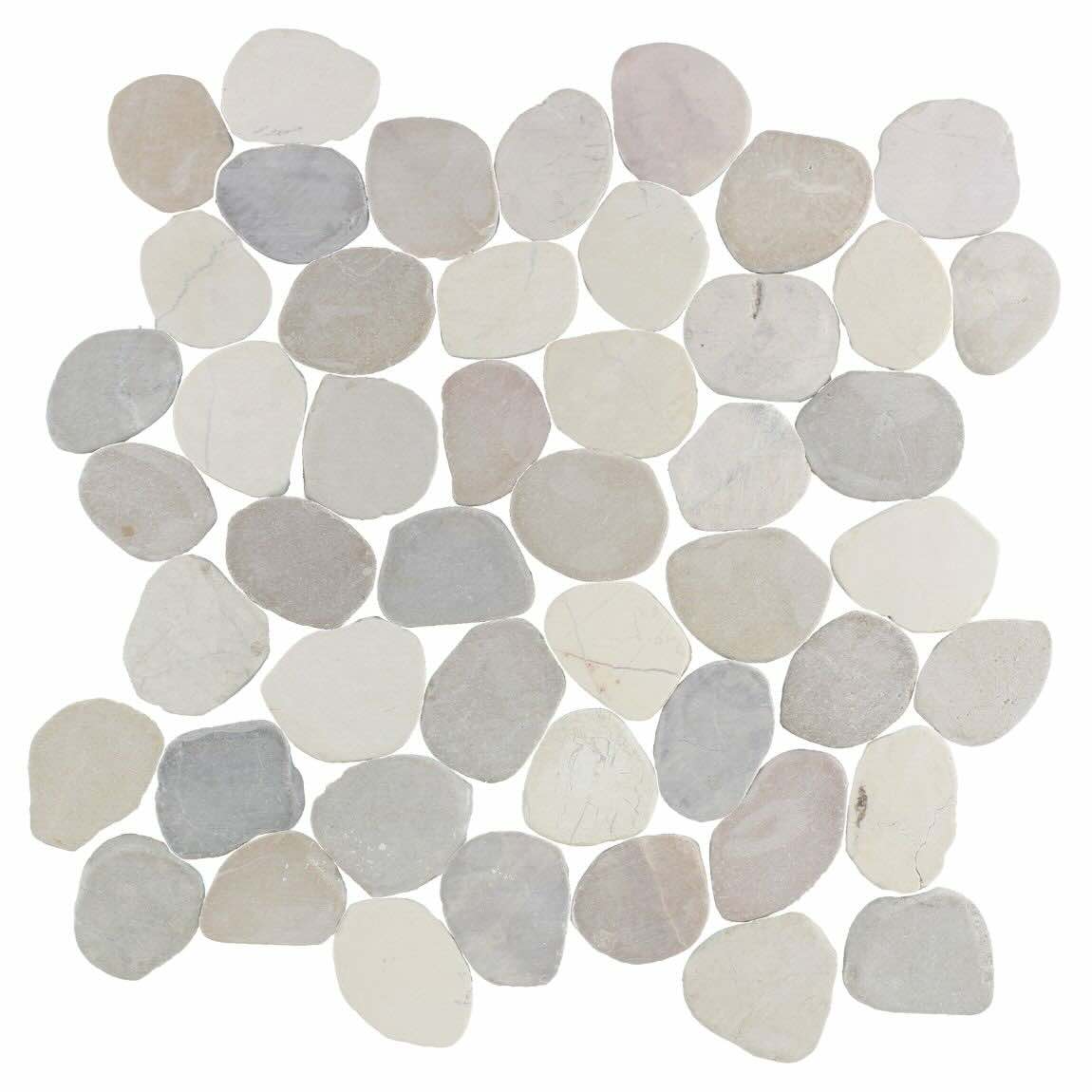 Sliced Tan Blend Pebble Stone Mosaic Tile