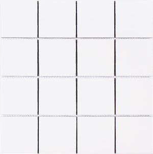 Essentials Porcelain Subway Tile White 3''x3'' in a textured/matt finish for kitchen backsplashes, bathrooms, showers, fireplace, foyers, floors, and accent/featured walls.
