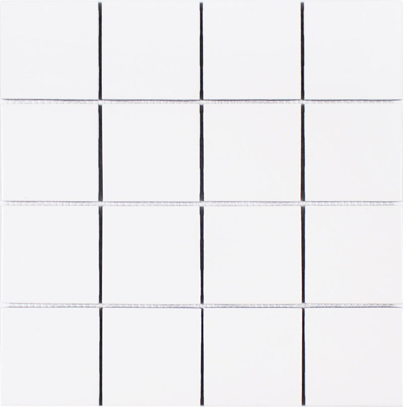 Essentials Porcelain Subway Tile White 3''x3'' in a glossy finish for kitchen backsplashes, bathrooms, showers, fireplace, foyers, and accent/featured walls. The tiles are mesh backing for an easy installation.