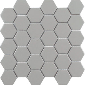 Essentials Porcelain Hexagon Tile Light Grey 2'' for floor and walls