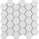 Essentials Porcelain Hexagon Tile White 2'' for floors and walls