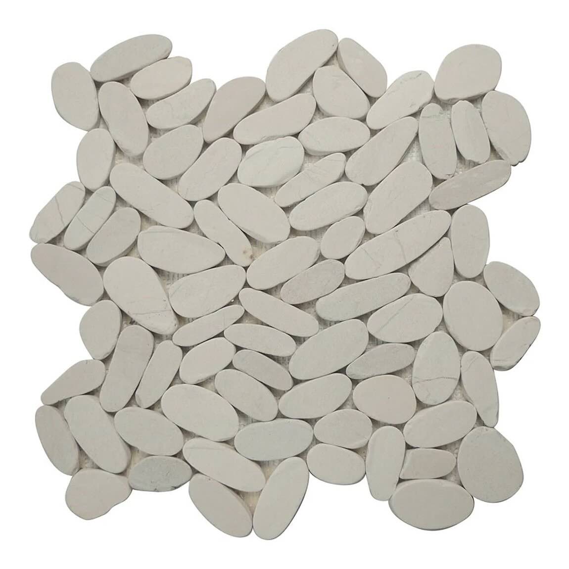 Sliced Off White Pebble Mosaic Tile