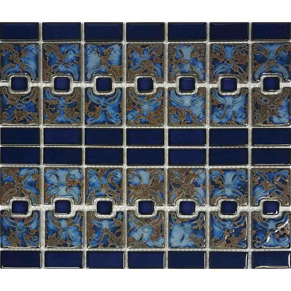Mediterranean Porcelain Pool Mosaic Tile Reef