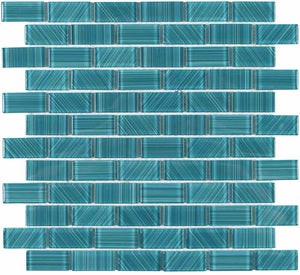 Thunder Glass Mosaic Tile Green 1x2 for swimming pool, shower, bathroom walls, backsplash, Jacuzzi, and spas