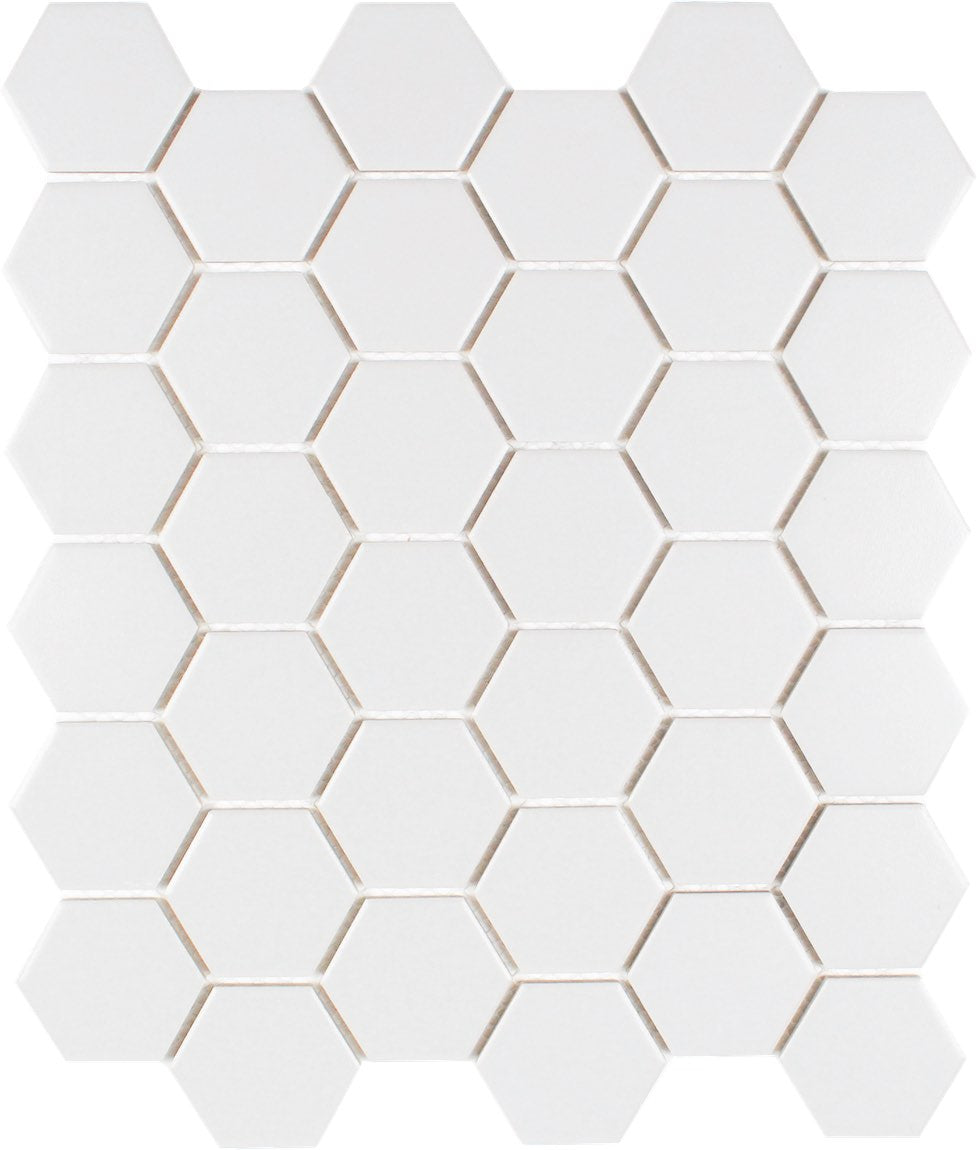 Essentials Porcelain Hex Tile White Textured