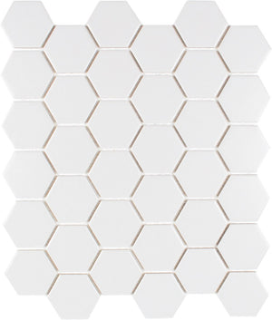 Essentials Porcelain Hex Tile White 2'' Textured for floors and walls