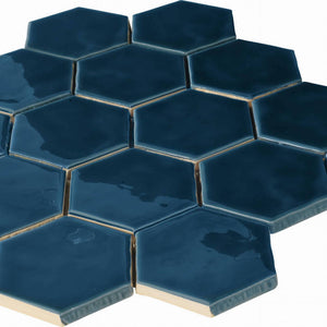 ColorClay Hexagon Mosaic Handmade Tile Twilight Glossy 11x13 for walls and floors
