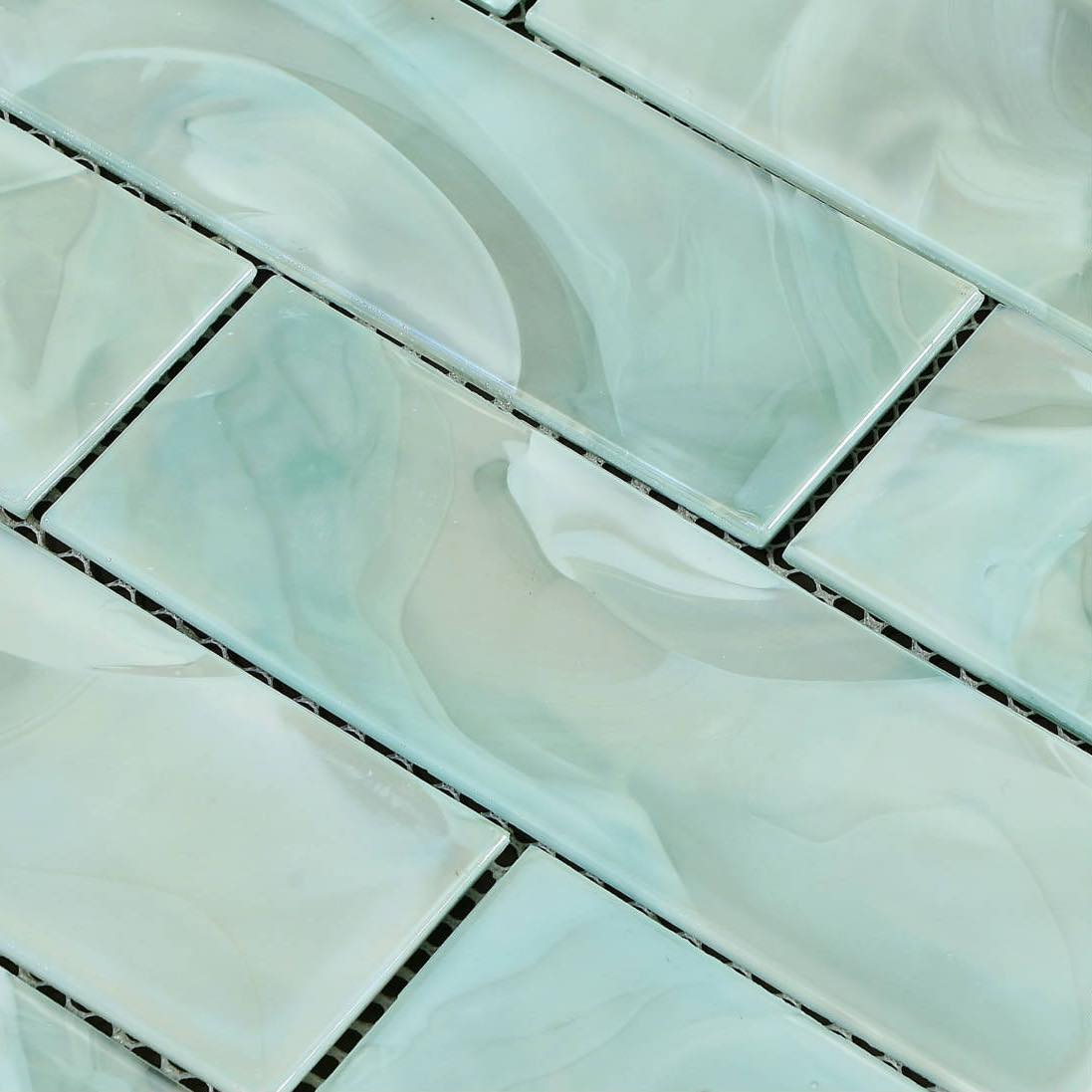 Liquified Glass Tile Caribbean Green 2x6