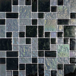 Iridescent Clear Glass Pool Tile Dark Blend Mixed for pools and spas