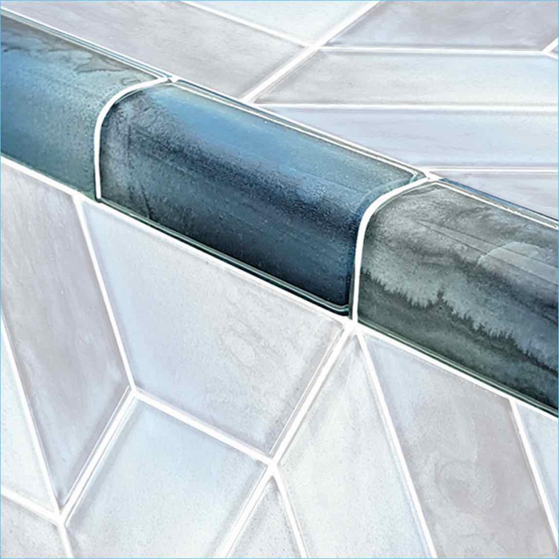 Aspect Morning Blue Pool Glass Trim Tile 2x4