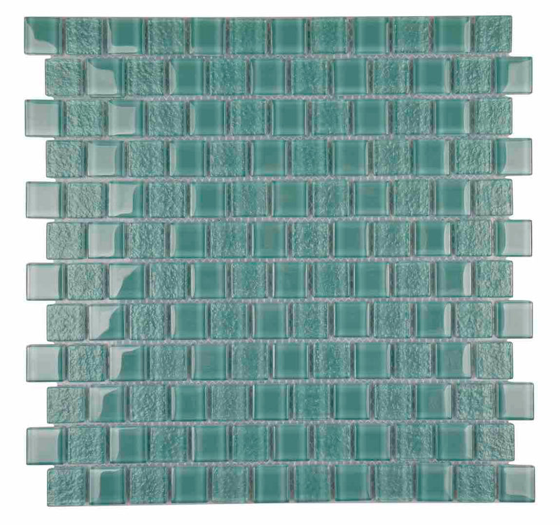 Glass Mosaic Tile Staggered Aqua 1x1 for swimming pools and spas