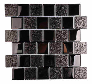 Glass Mosaic Tile Staggered Black 2x2 for swimming pools and spas
