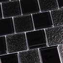 Glass Mosaic Tile Staggered Black 2x2 for bathroom and shower walls
