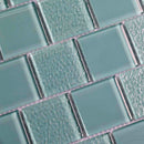 Glass Mosaic Tile Staggered Aqua 2x2 for bathrooms and showers