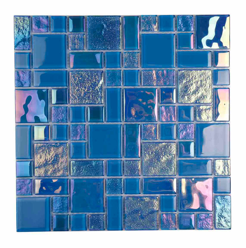 Glass Mosaic Tile Iridescent Sky Turquoise Mix for swimming pools and spas
