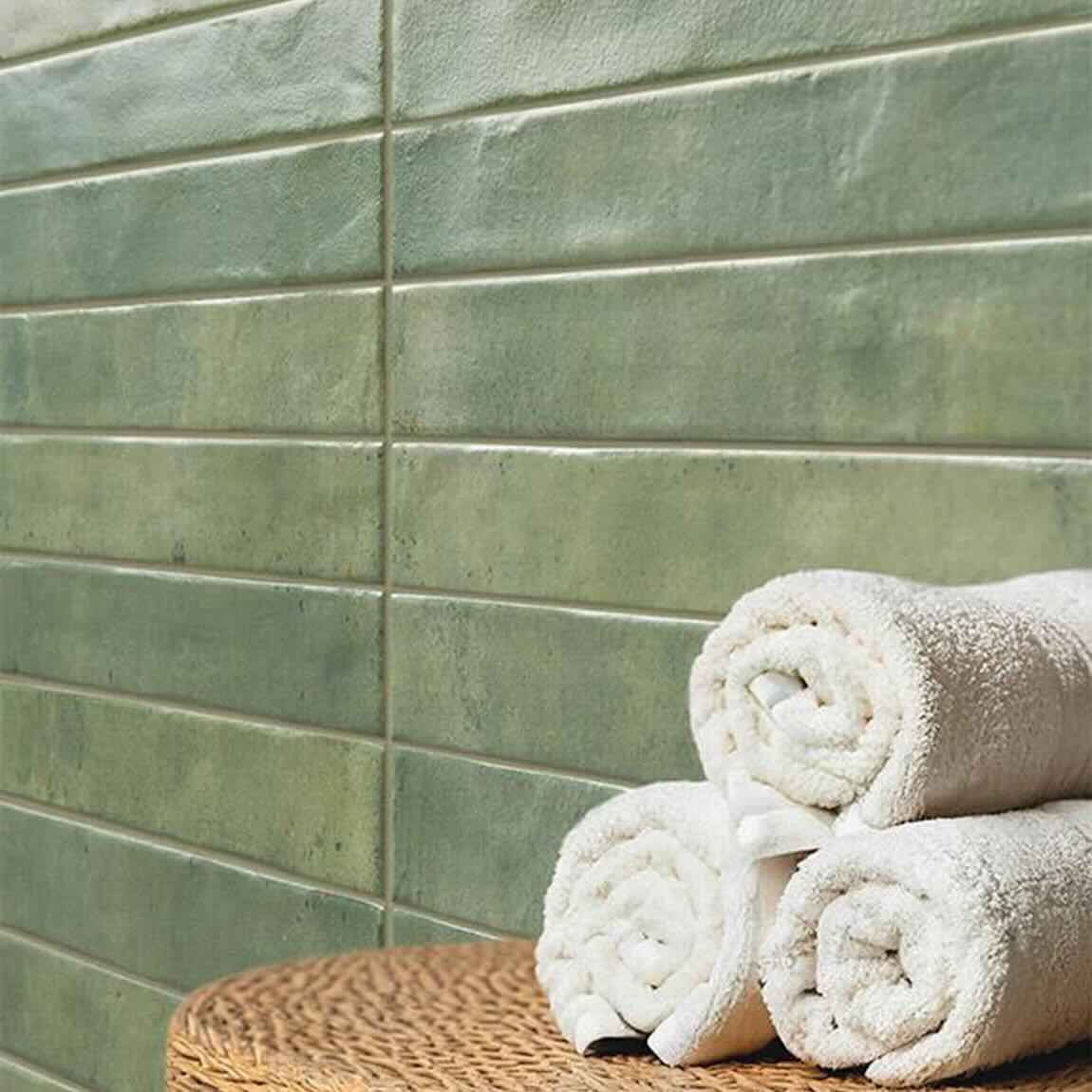 Art Aquamarine Brick Porcelain Tile 2x18