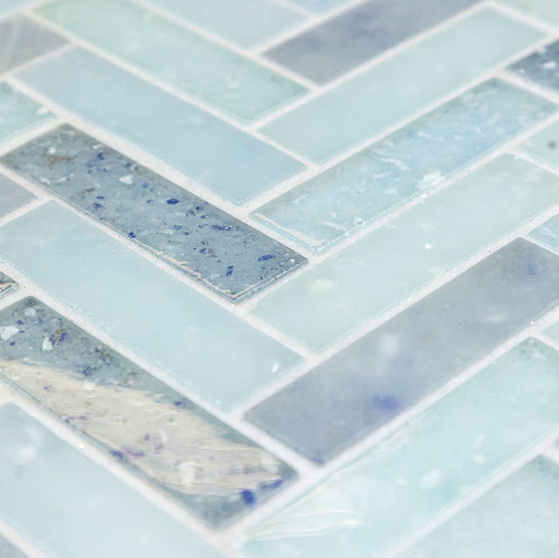 Fluid Herringbone Glass Tile B Blend for pools and spas